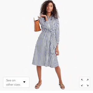 J crew tie waist shirtdress in stripe.
